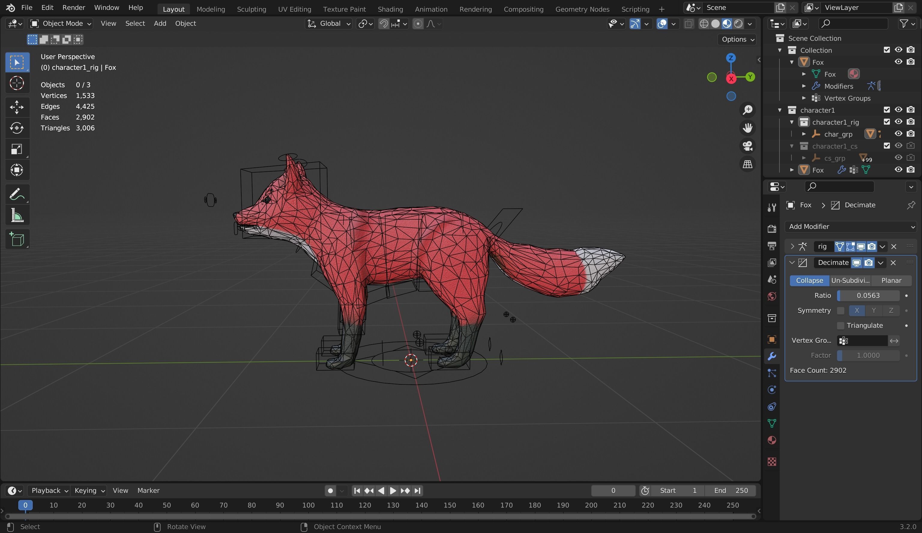 Redolf Fox 3D cartoon Rigged Model Low-poly 3D model_3