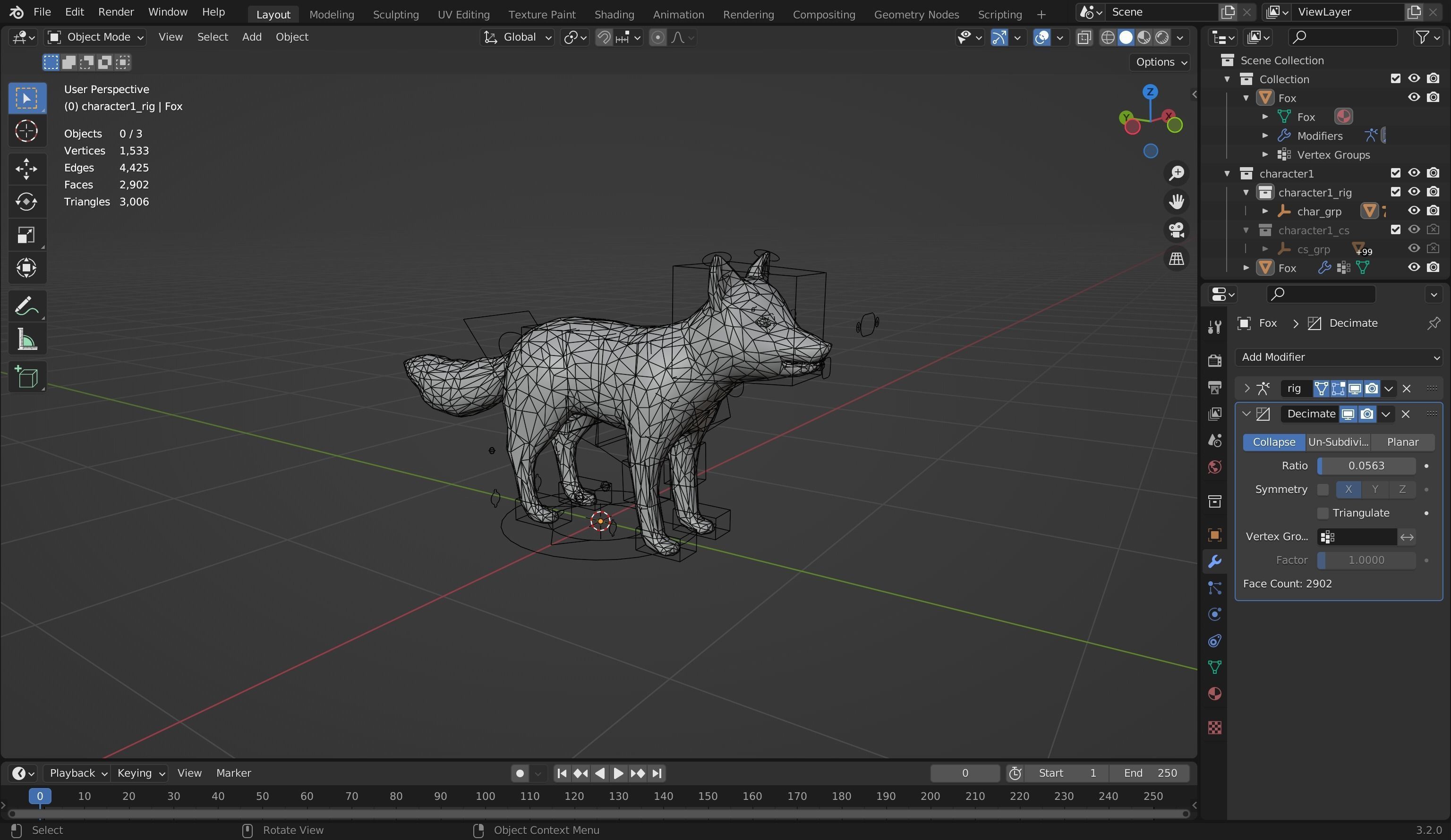Redolf Fox 3D cartoon Rigged Model Low-poly 3D model_4