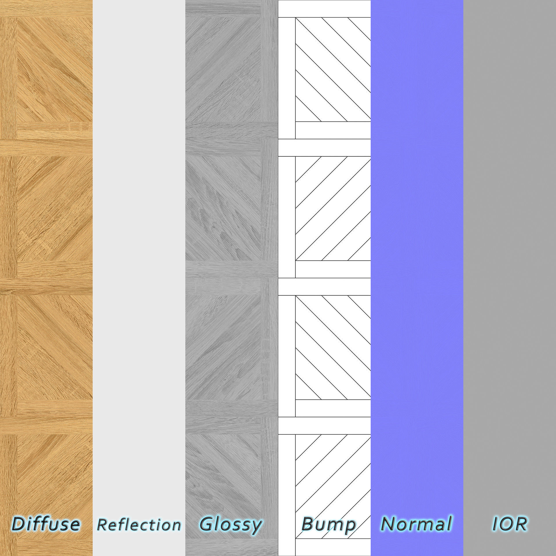 Parquet - Laminate - Wooden floor 4 in 1 3D model_8
