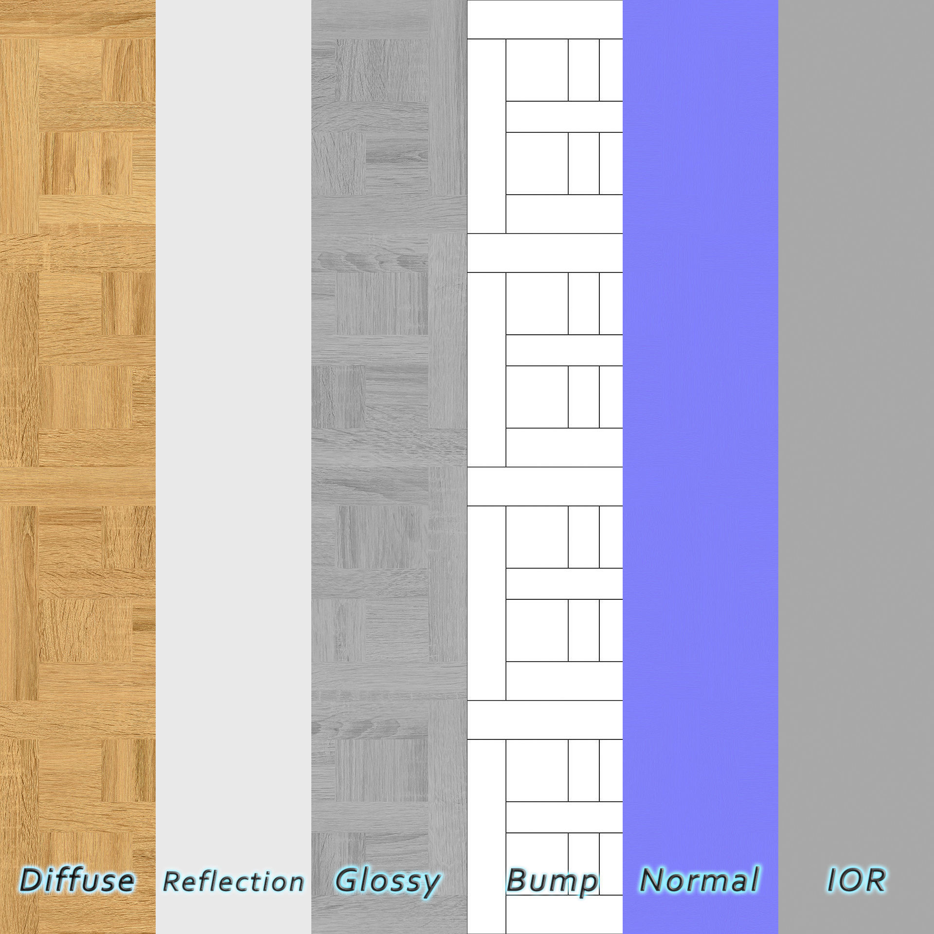 Parquet - Laminate - Wooden floor 4 in 1 3D model_5