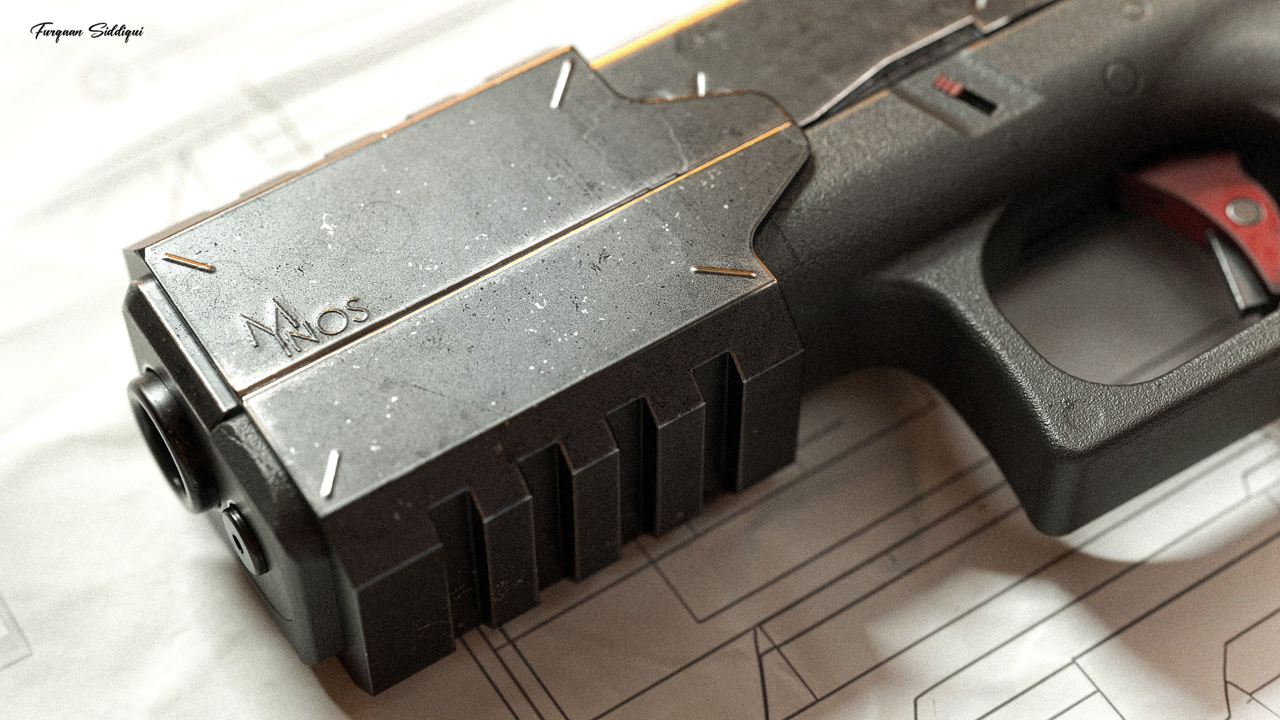 Sci-fi Pistol Minos PBR Low-poly 3D model_12