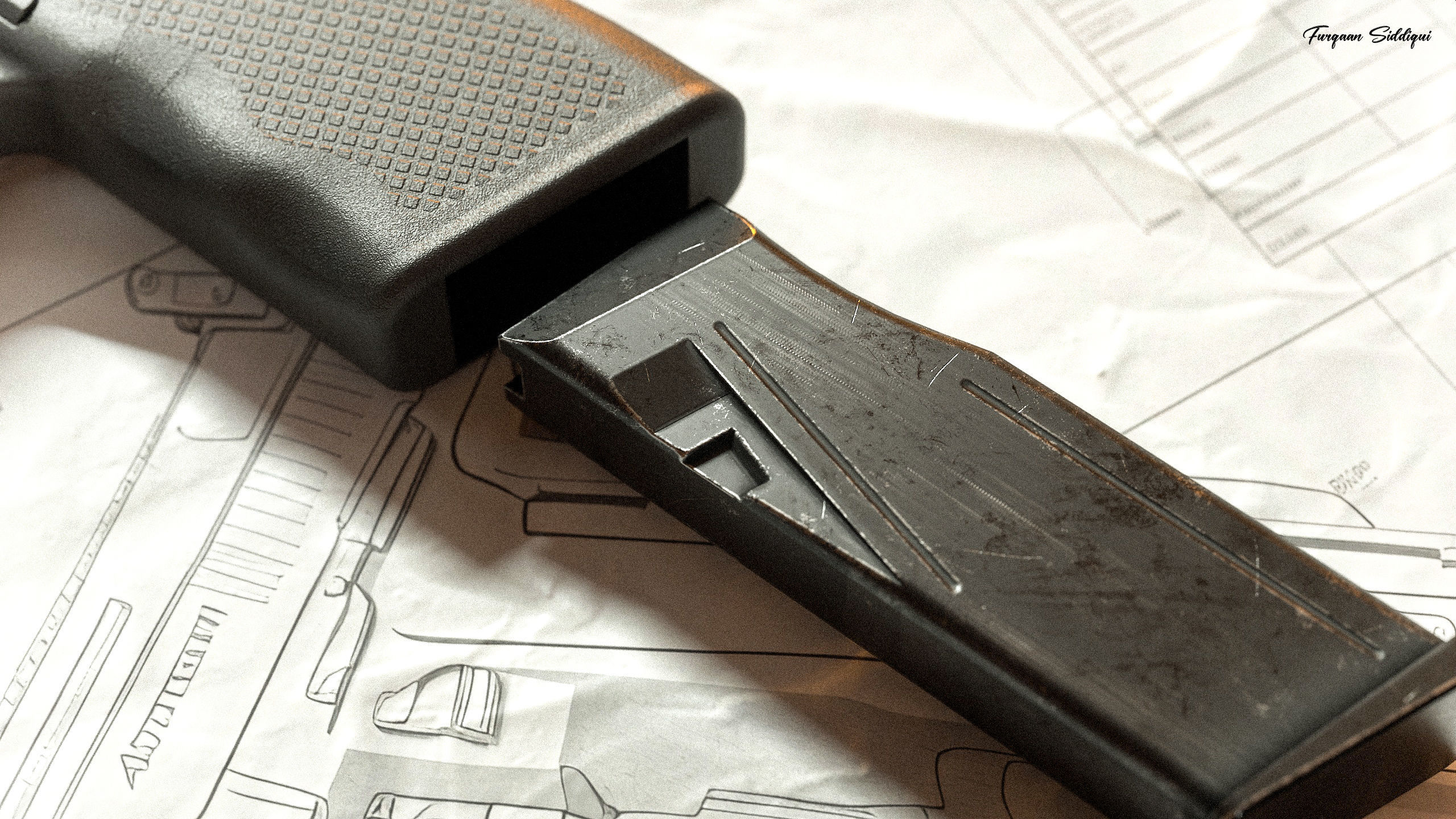 Sci-fi Pistol Minos PBR Low-poly 3D model_13