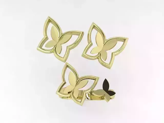 Butterfly earrings and ring set