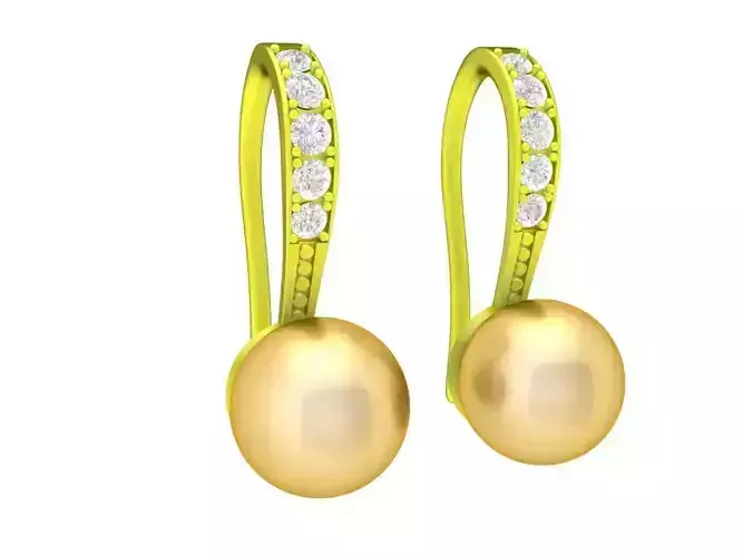A5669 Pearl Earrings Diamond Earrings 3D Model