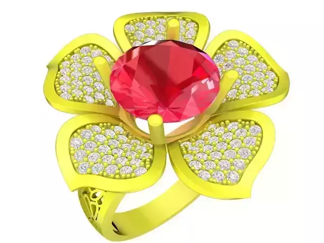 A5670 Diamond Flower Ring 3D Model