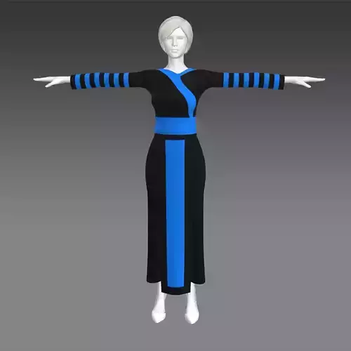 Hmong 3d cartoon pants outfit 3D model