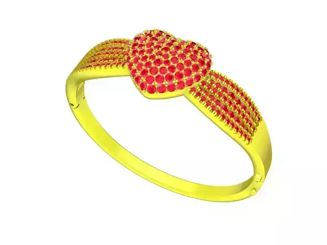 A5672 Luxury Diamond Heart Bangle 3D Model