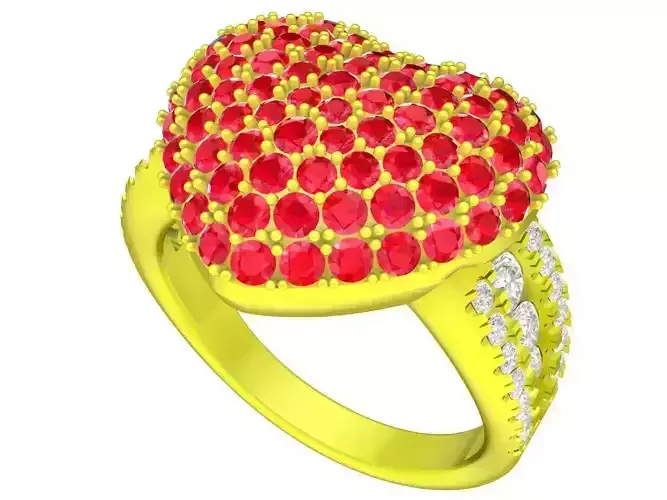 A5675 Luxury Diamond Heart Ring 3D Model
