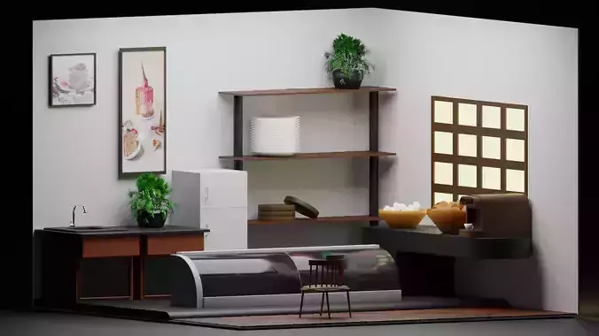 cake shop room Low-poly 3D model