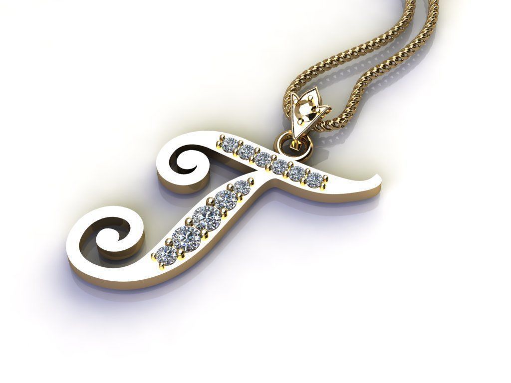 Letter T Pendant New Design Cad 3D print model_3