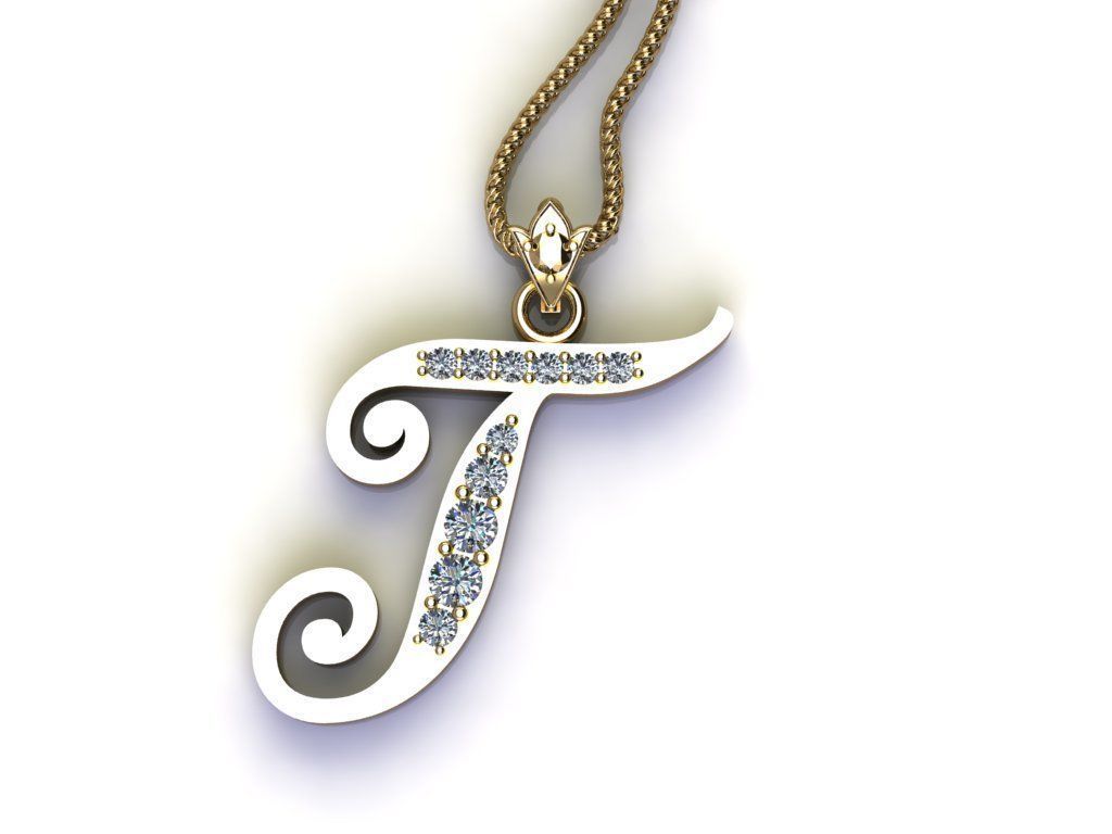 Letter T Pendant New Design Cad 3D print model_2