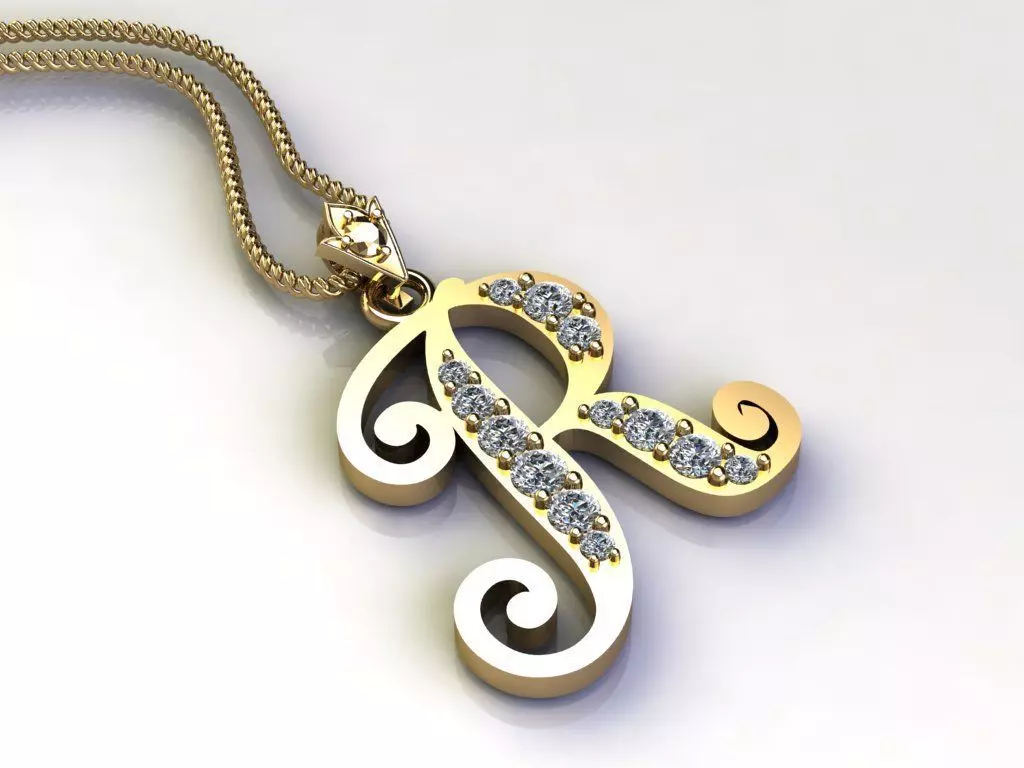 Letter R Pendant New Design Cad 3D print model_0