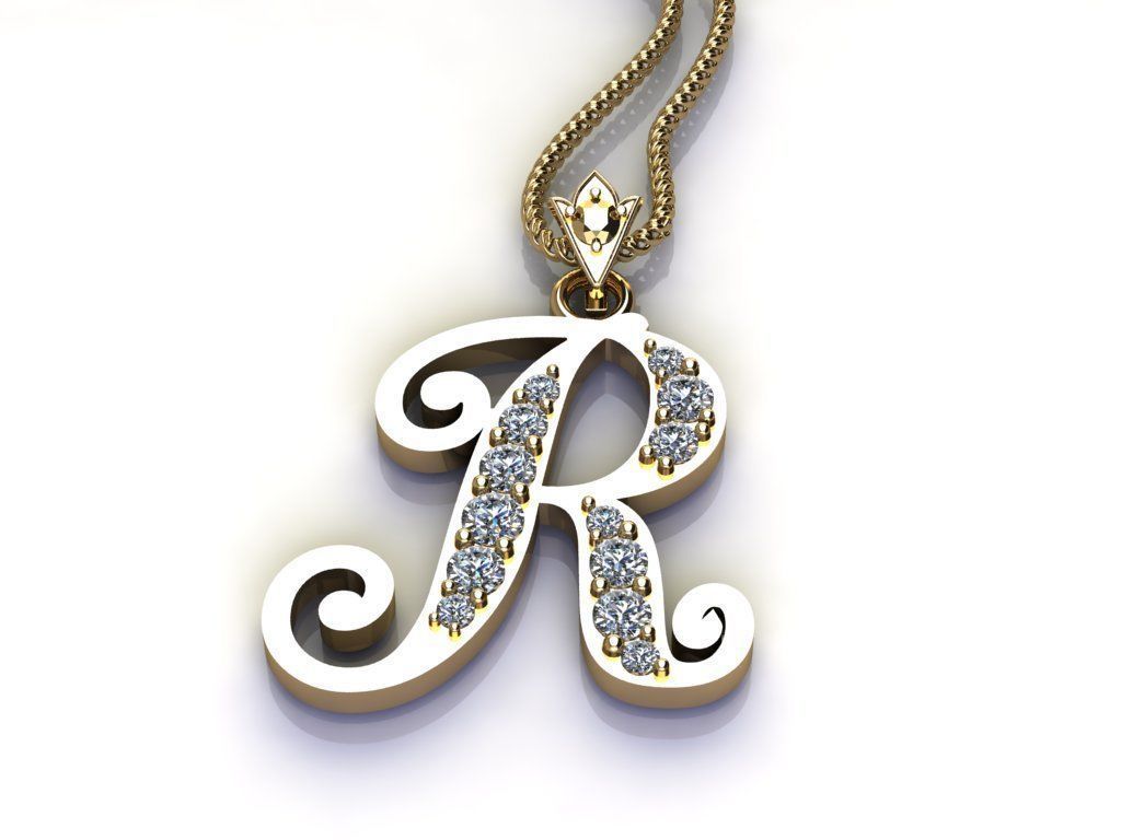 Letter R Pendant New Design Cad 3D print model_4