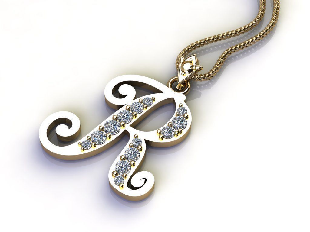 Letter R Pendant New Design Cad 3D print model_3
