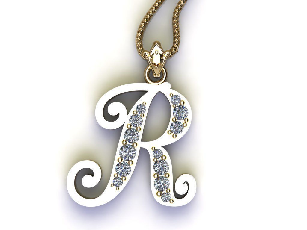 Letter R Pendant New Design Cad 3D print model_2