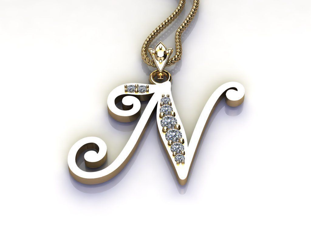 Letter N Pendant New Design Cad 3D print model_4