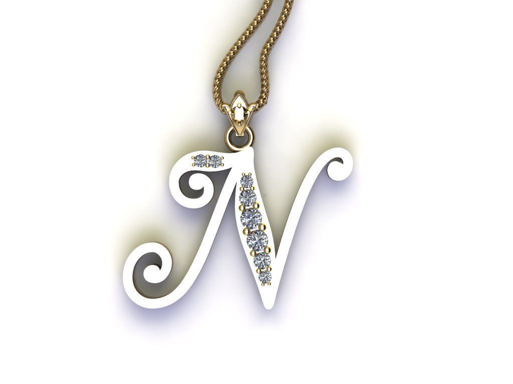 Letter N Pendant New Design Cad 3D print model_2