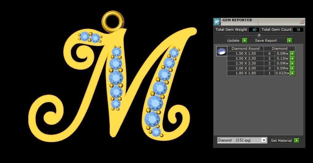 Letter M Pendant New Design Cad 3D print model_1