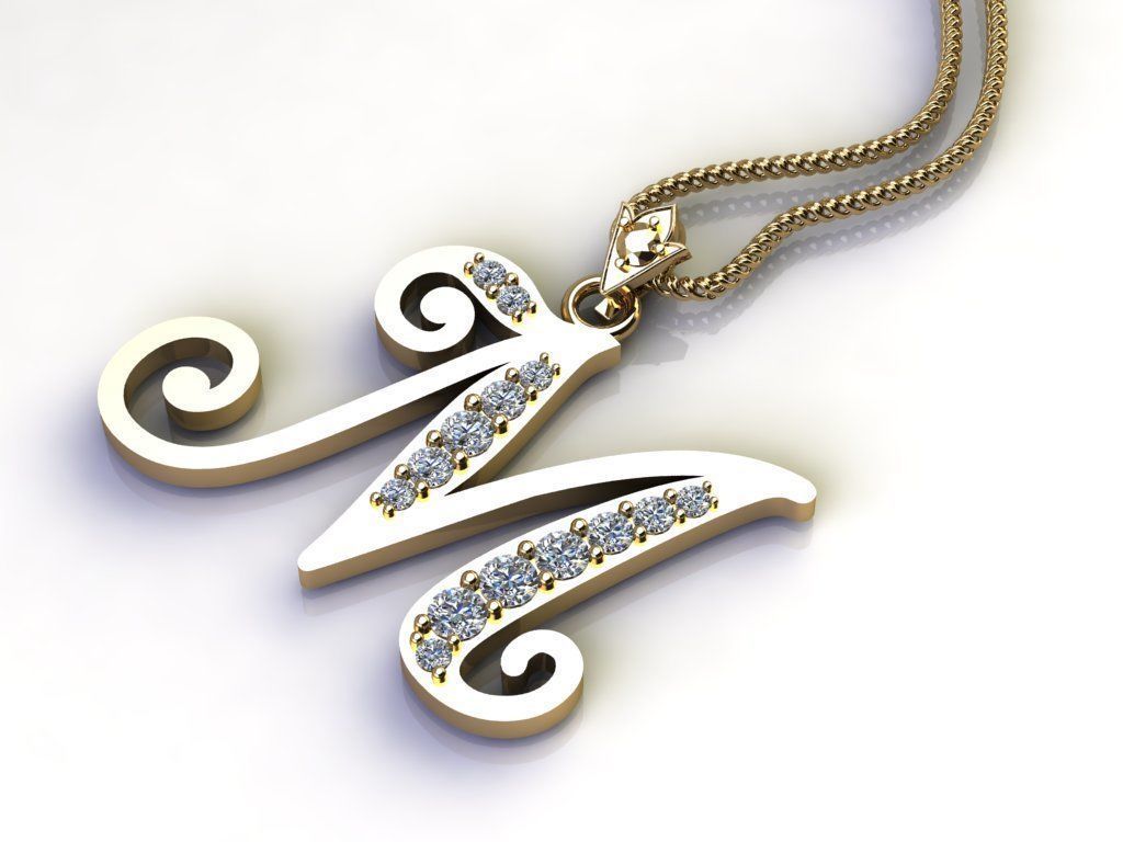 Letter M Pendant New Design Cad 3D print model_3