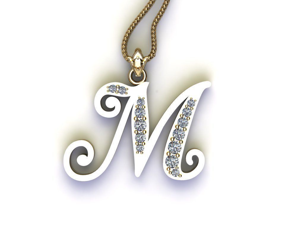 Letter M Pendant New Design Cad 3D print model_2
