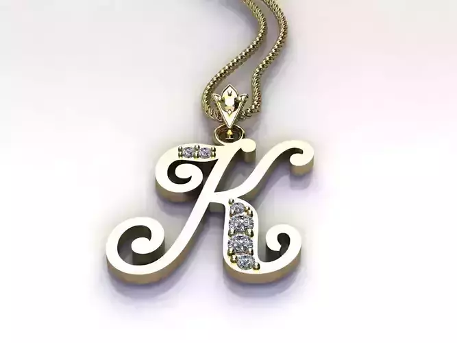 Letter K Pendant New Design Cad 3D print model
