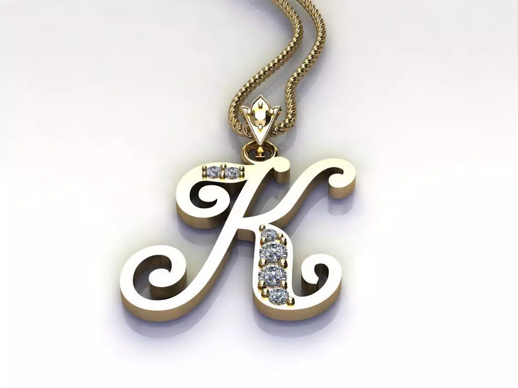 Letter K Pendant New Design Cad 3D print model_0