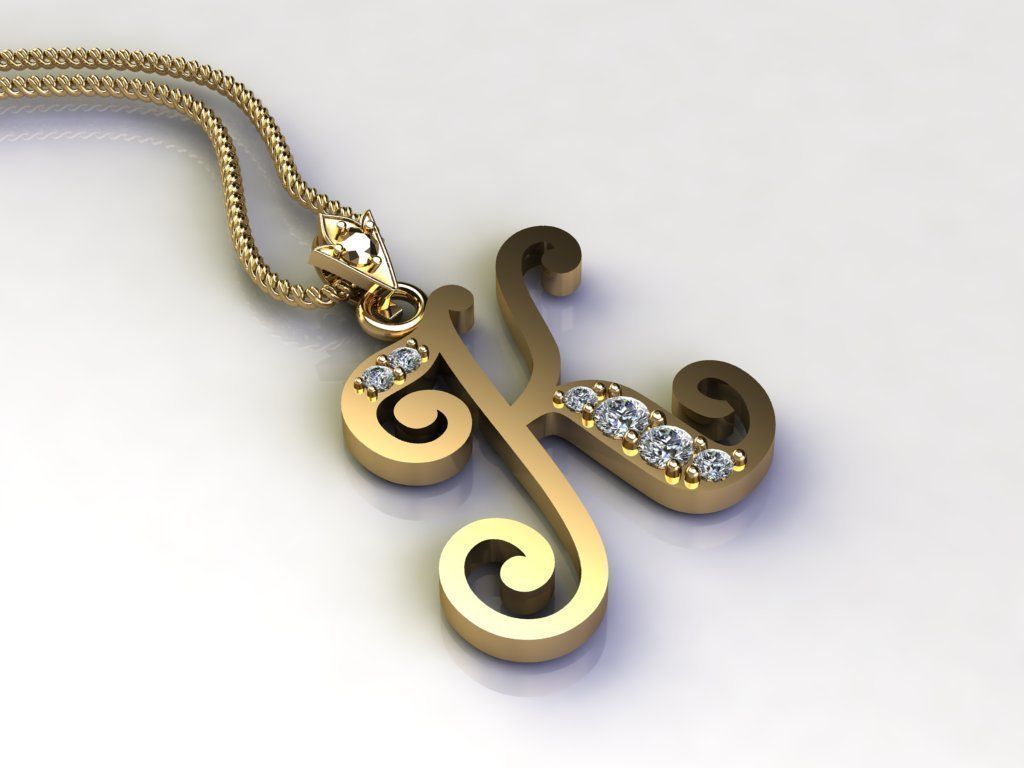Letter K Pendant New Design Cad 3D print model_4