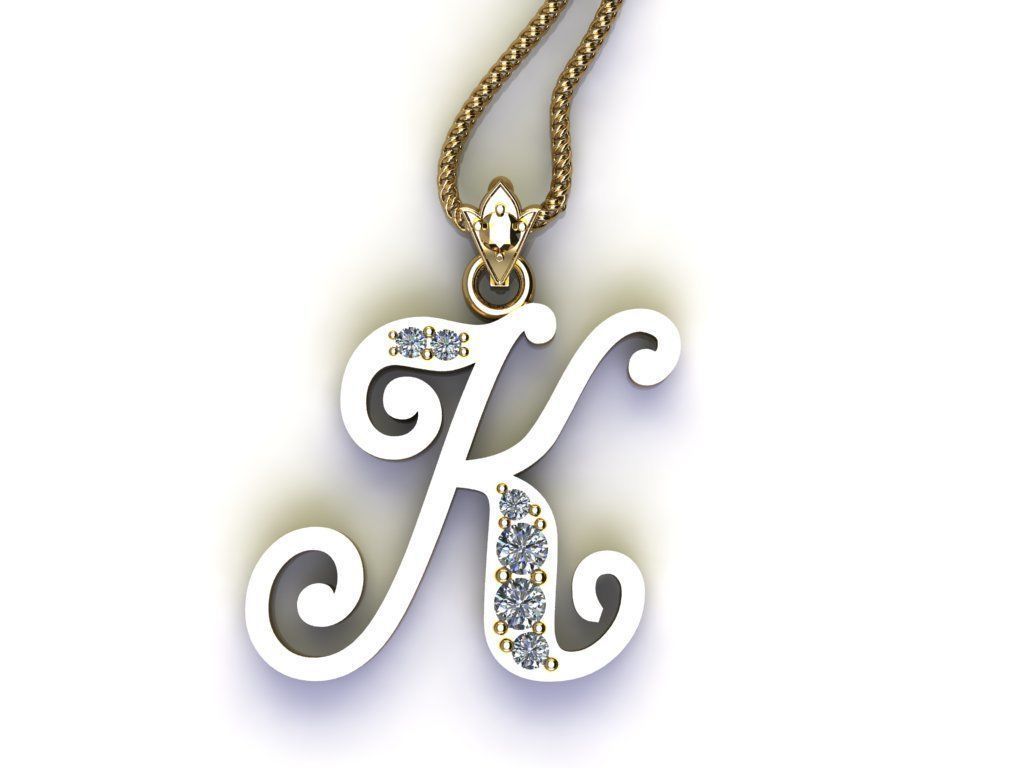 Letter K Pendant New Design Cad 3D print model_2