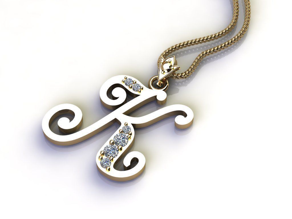 Letter K Pendant New Design Cad 3D print model_3