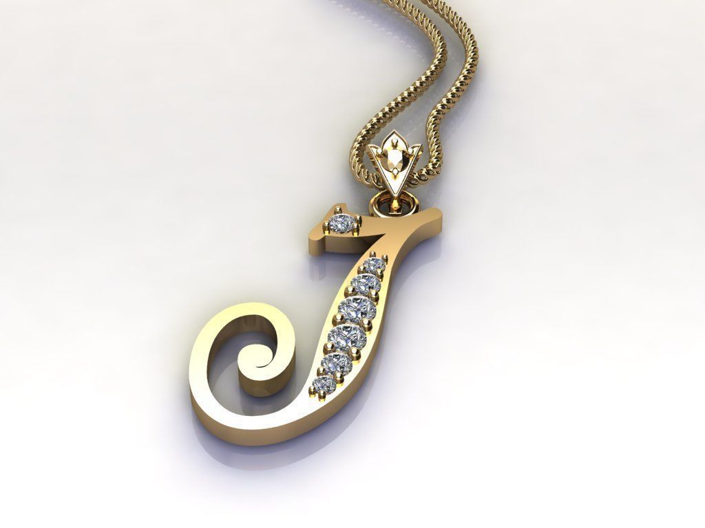 Letter J Pendant New Design Cad 3D print model_4
