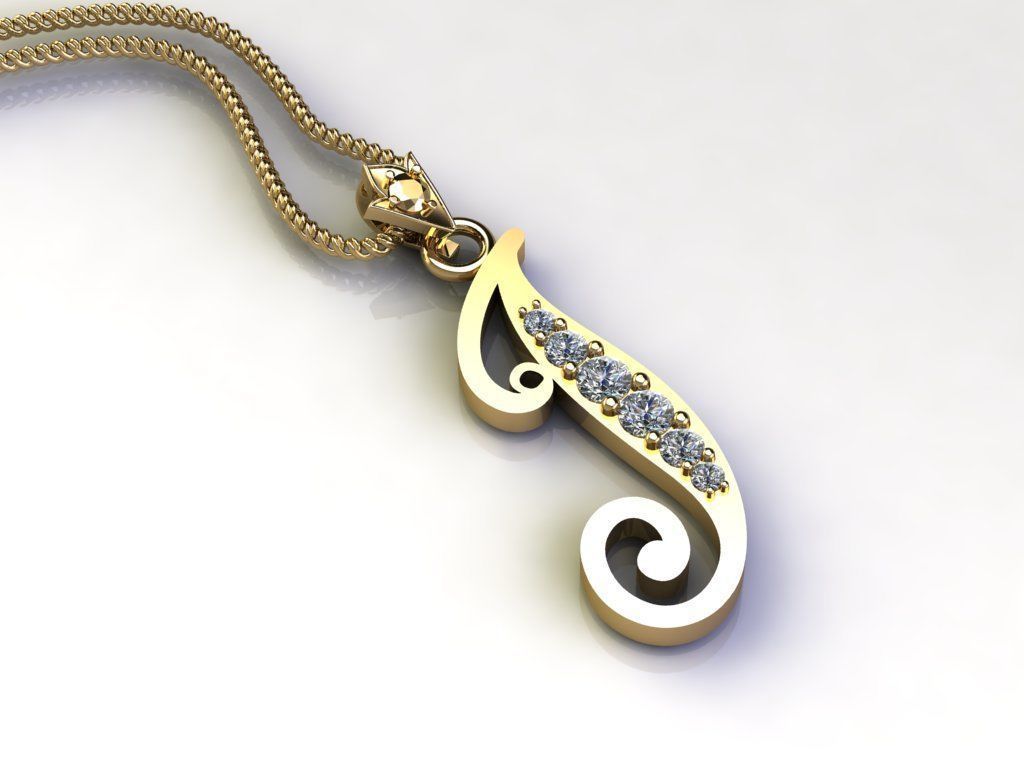 Letter I Pendant New Design Cad 3D print model_4