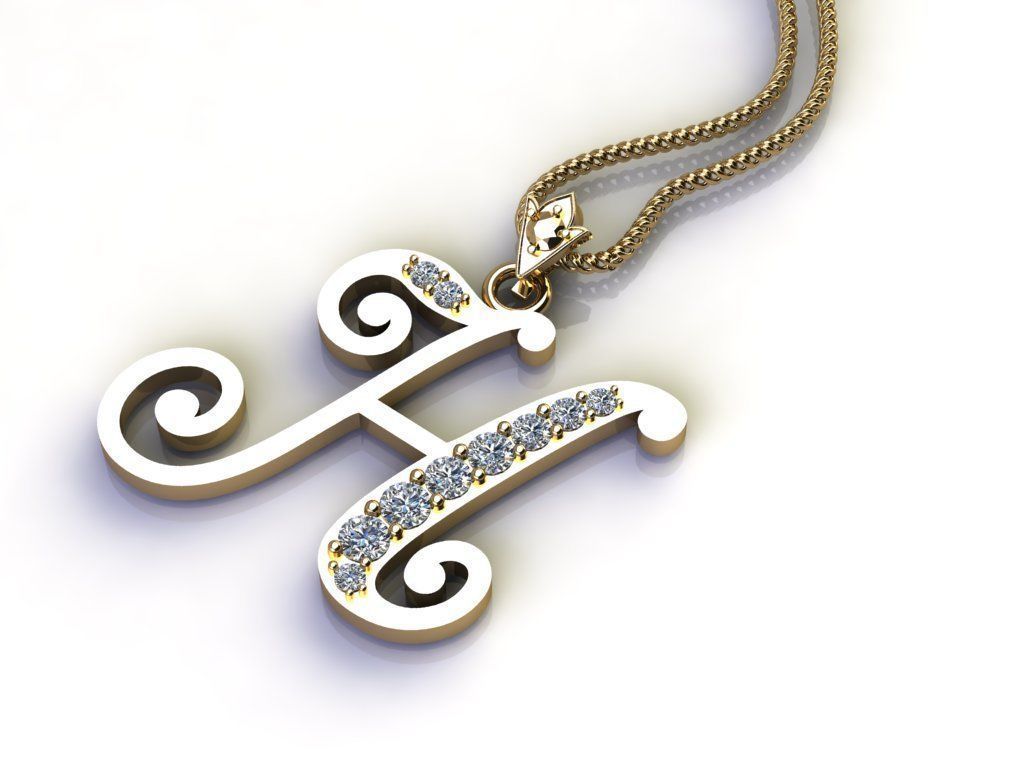 Letter H Pendant New Design Cad 3D print model_3
