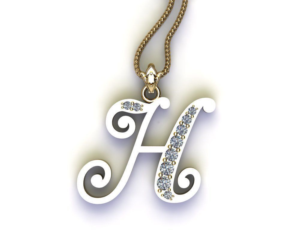 Letter H Pendant New Design Cad 3D print model_2