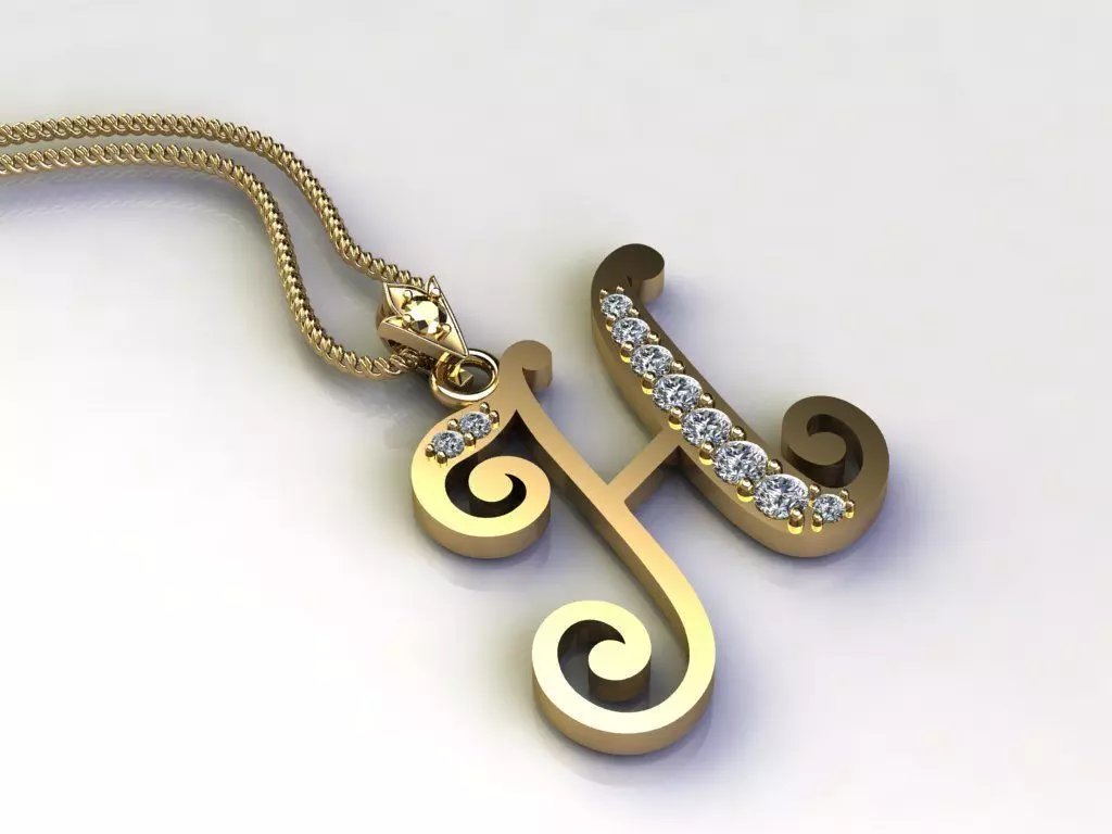 Letter H Pendant New Design Cad 3D print model_0