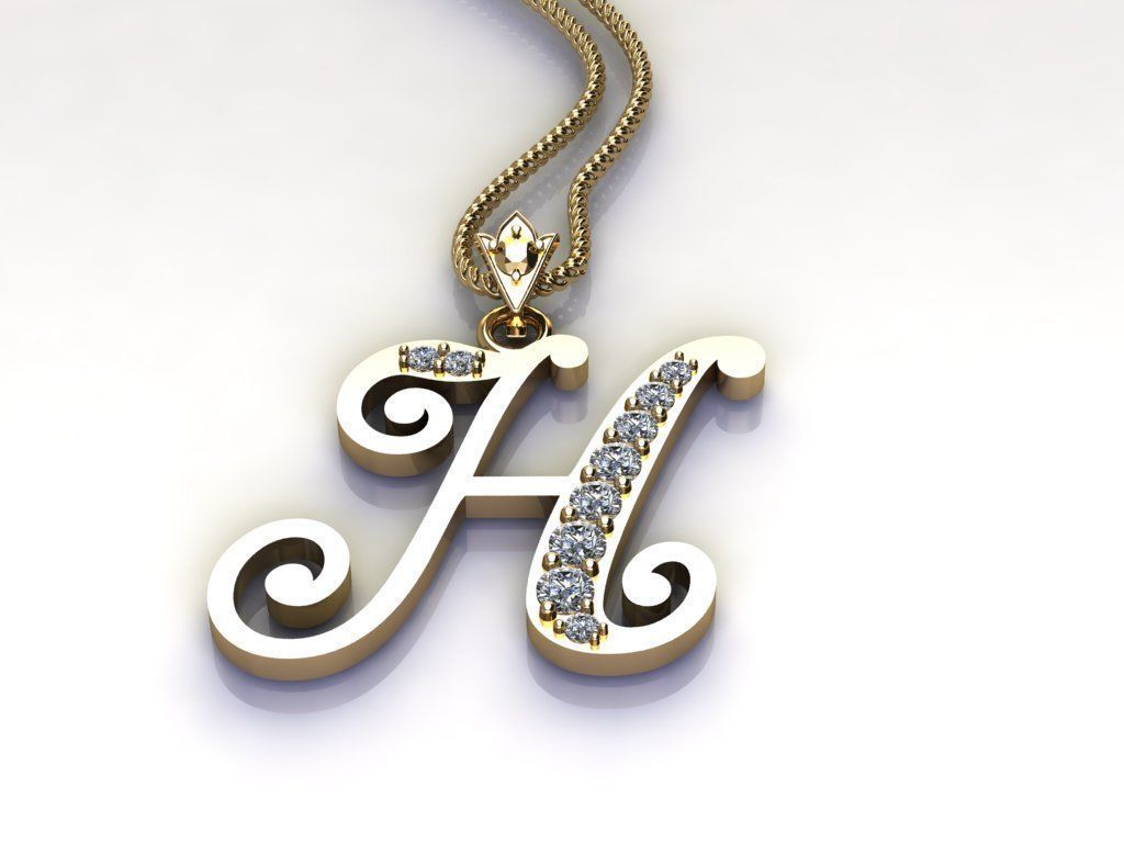 Letter H Pendant New Design Cad 3D print model_4