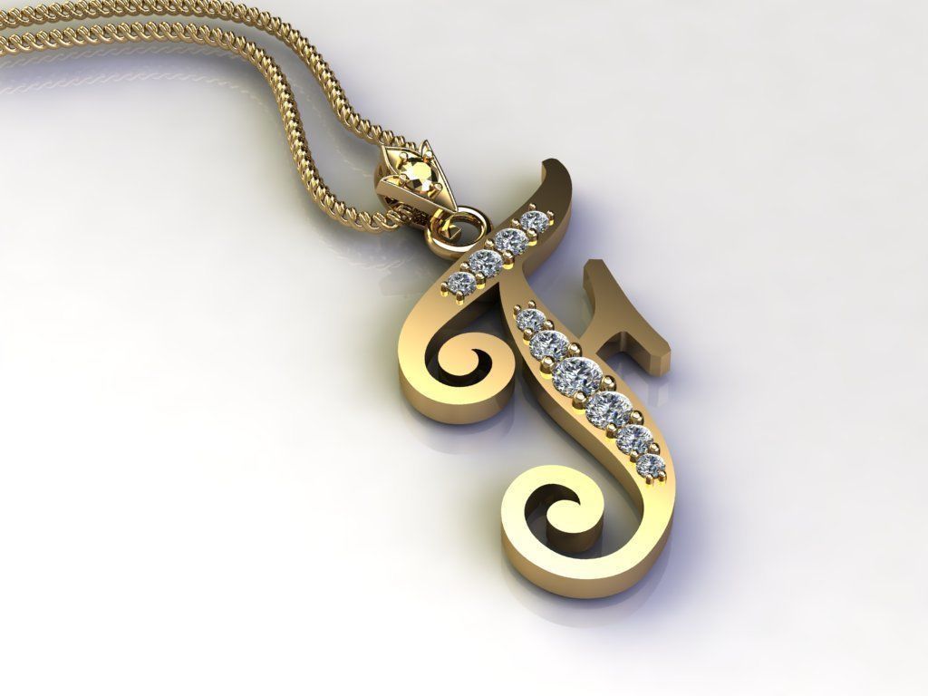 Letter F Pendant New Design Cad 3D print model_4