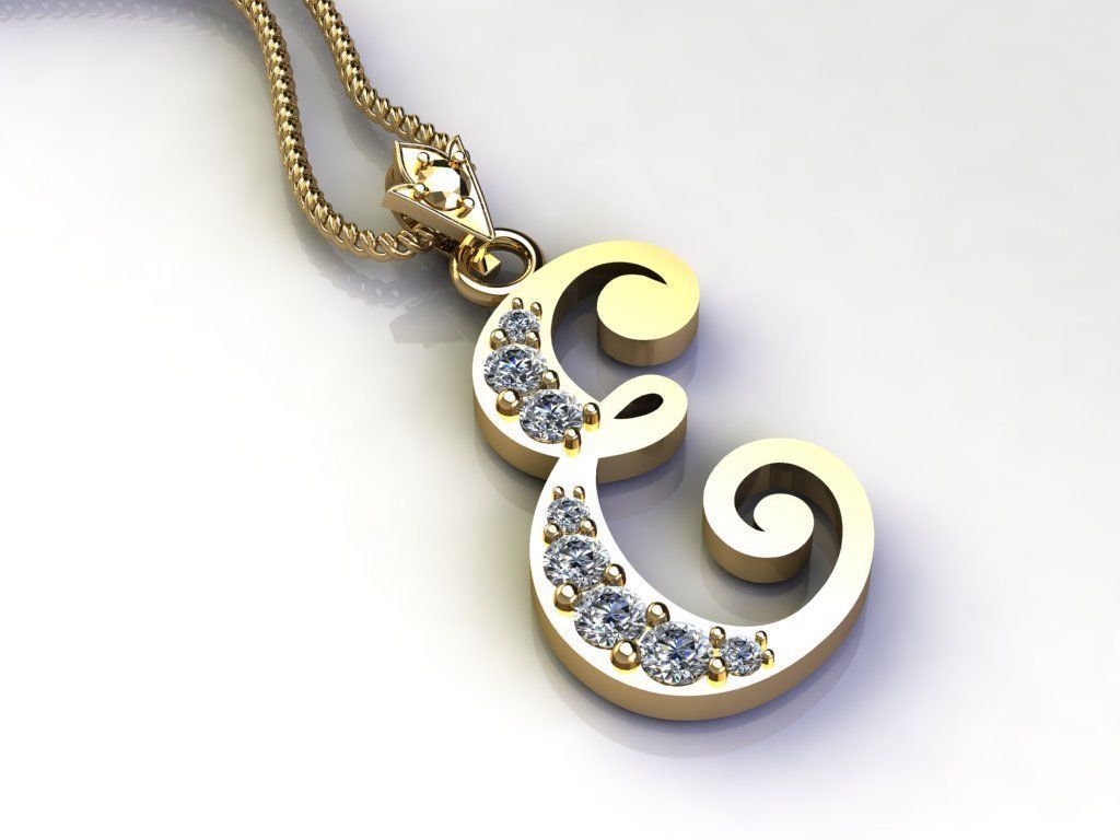 Letter E Pendant New Design Cad 3D print model_4