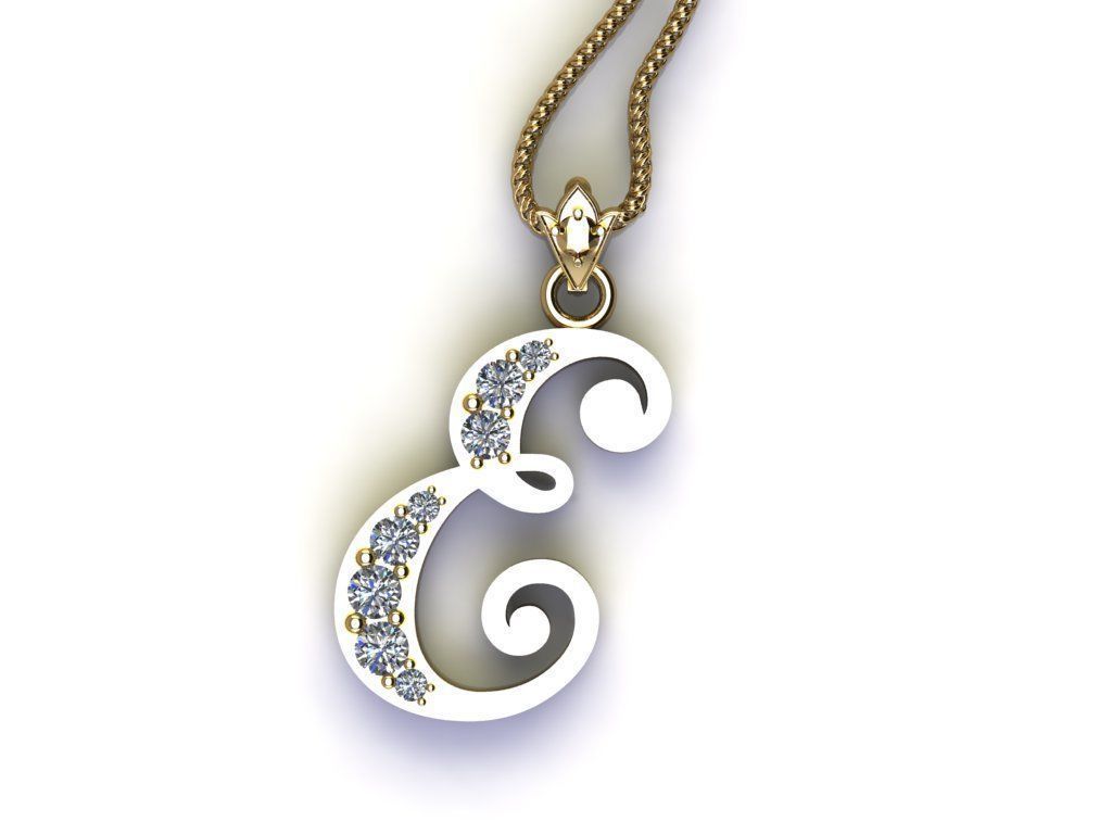 Letter E Pendant New Design Cad 3D print model_2