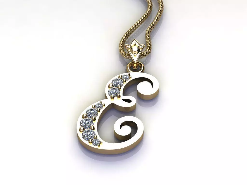 Letter E Pendant New Design Cad 3D print model_0