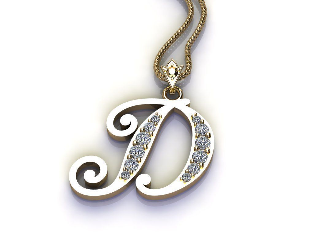 Letter D Pendant New Design Cad 3D print model_4