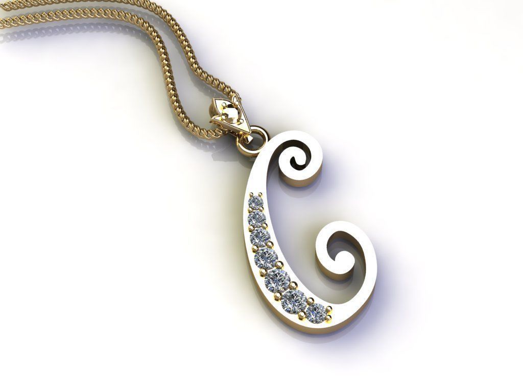 Letter C Pendant New Design Cad 3D print model_3