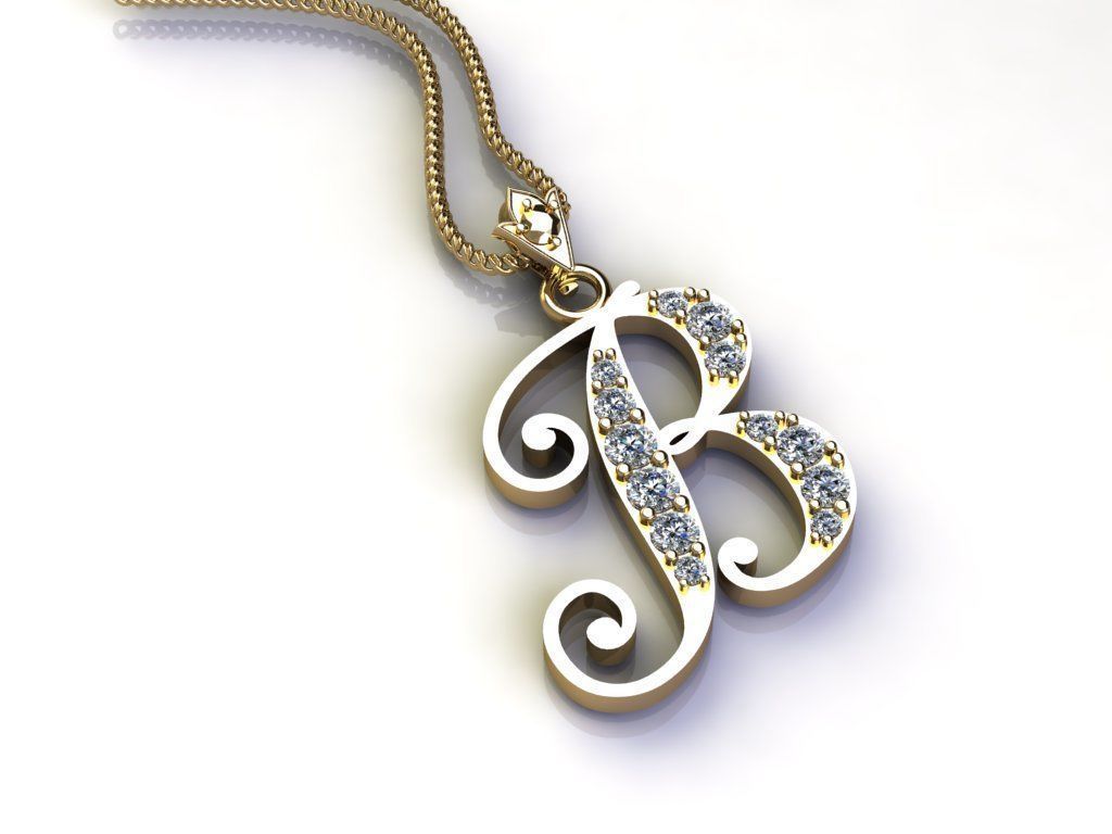 Letter B Pendant New Design Cad 3D print model_3