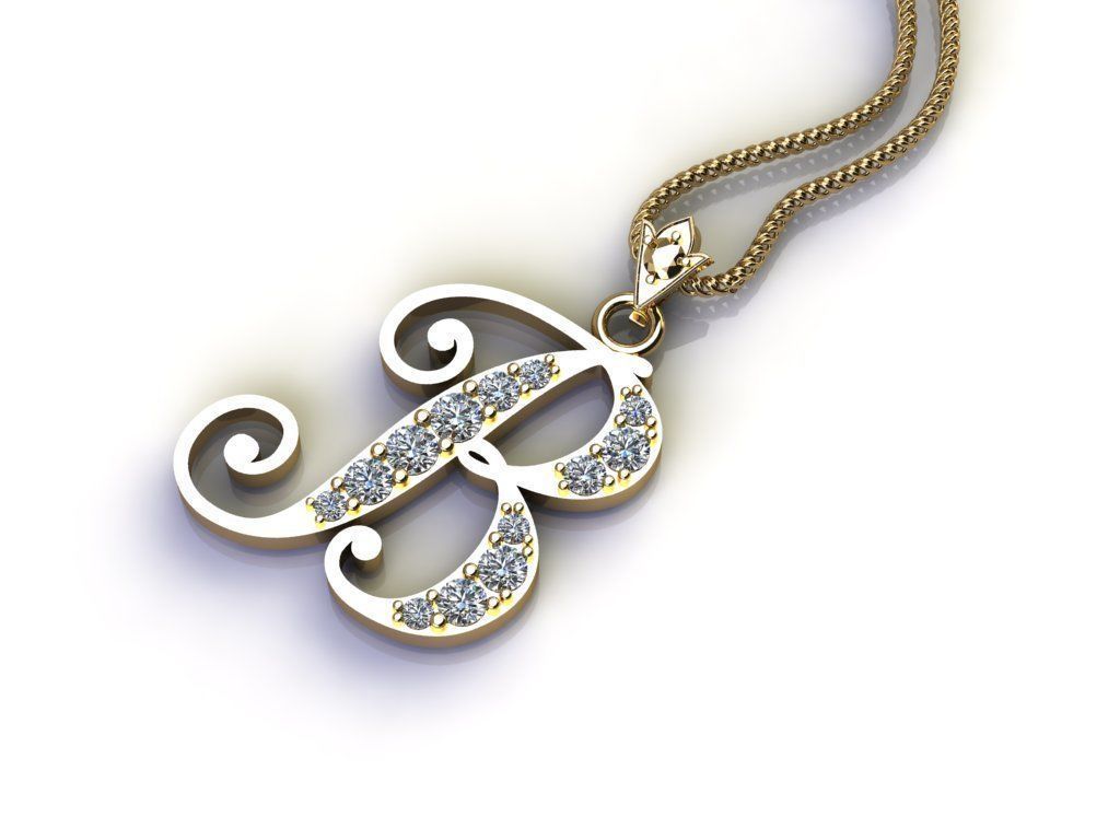 Letter B Pendant New Design Cad 3D print model_4