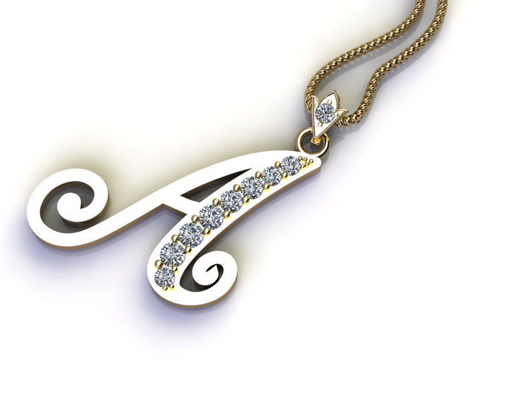 Letter A Pendant New Design Cad 3D print model_3