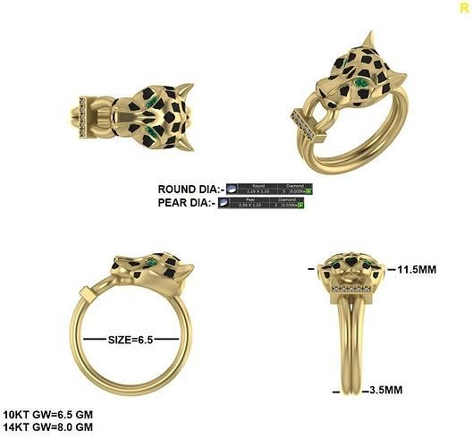 Jaguar face Ring 3D print model