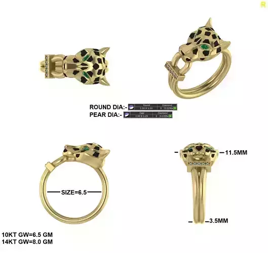 Jaguar face Ring