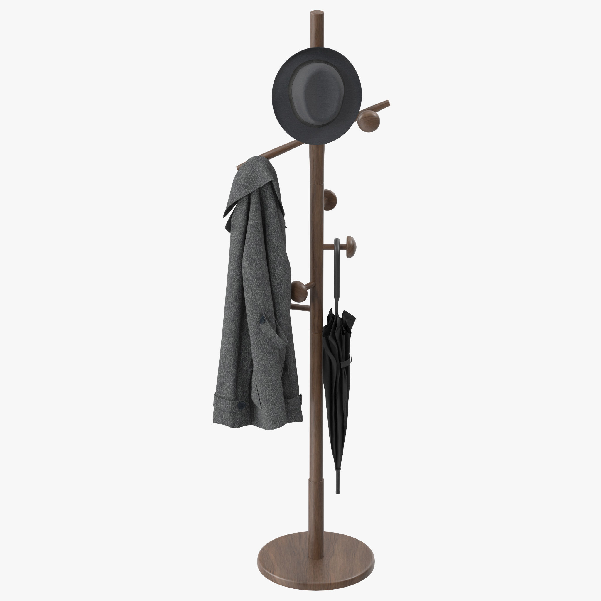 Wooden Coat Rack 3D model CGTrader