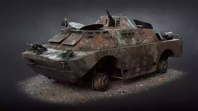 BRDM-2 Destroyed Low-poly 3D model