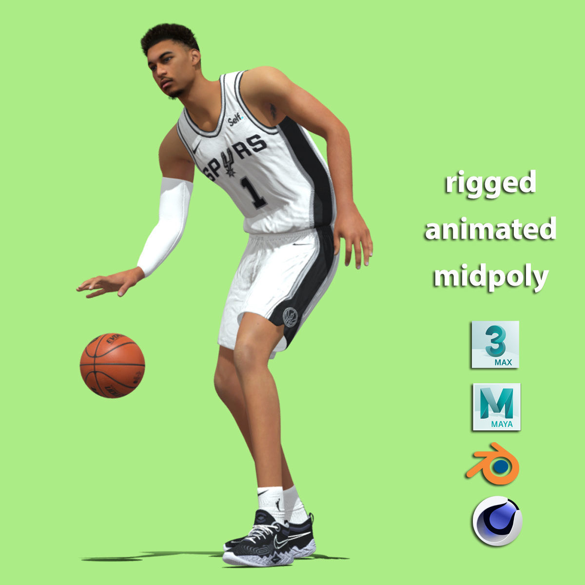 3D Rigged Victor Wembanyama Spurs NBA 3D model_3