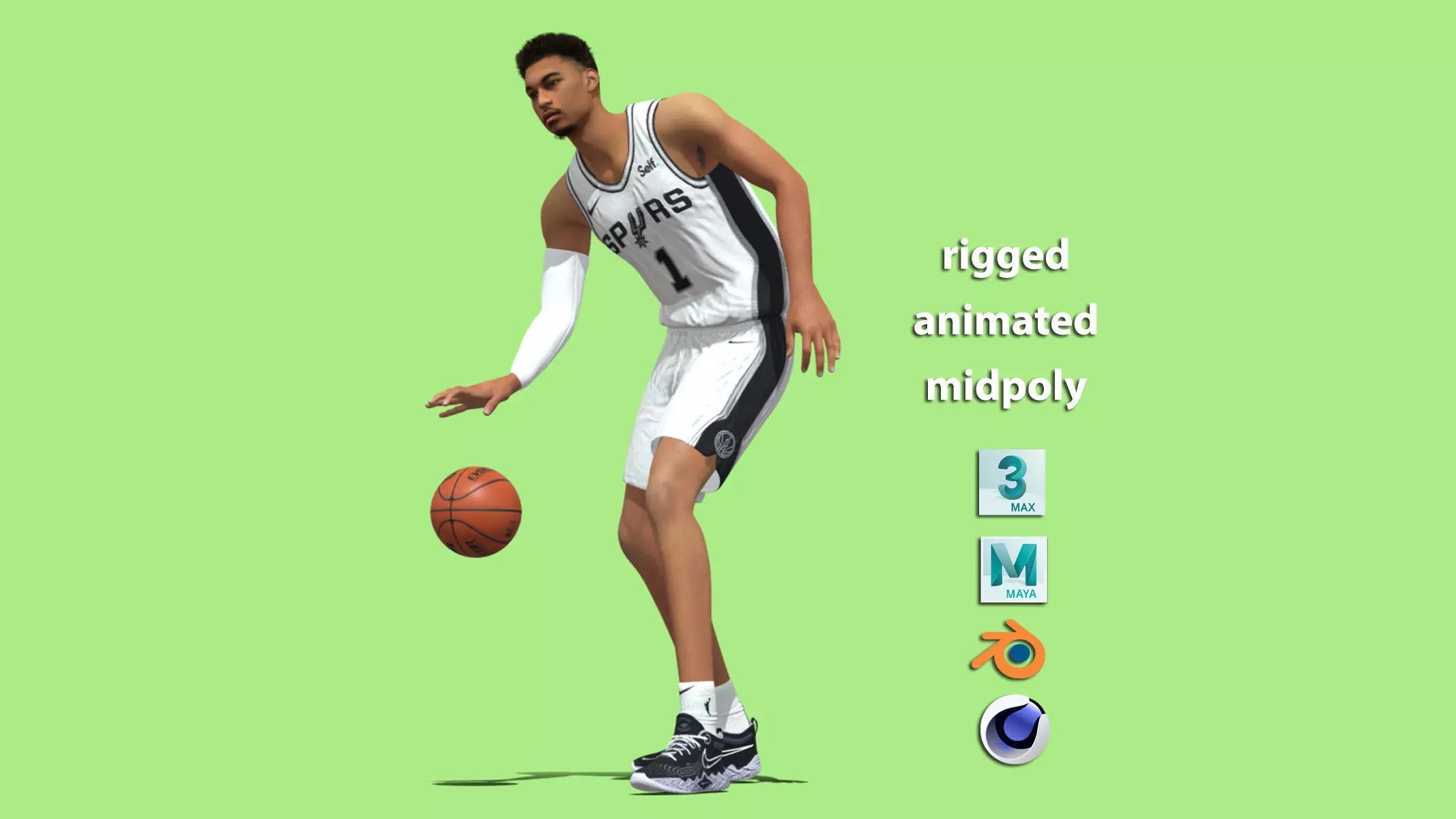 3D Rigged Victor Wembanyama Spurs NBA 3D model_0